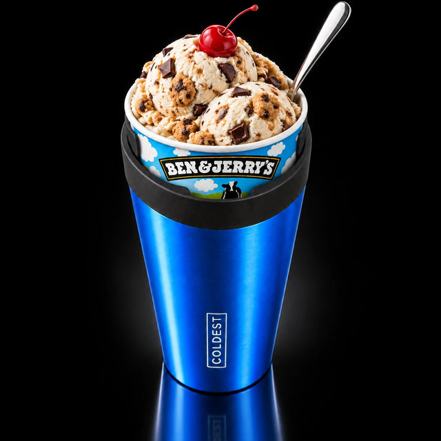 Ben & Jerry's ice cream pint dropped into the COLDEST Drive Thru tumbler