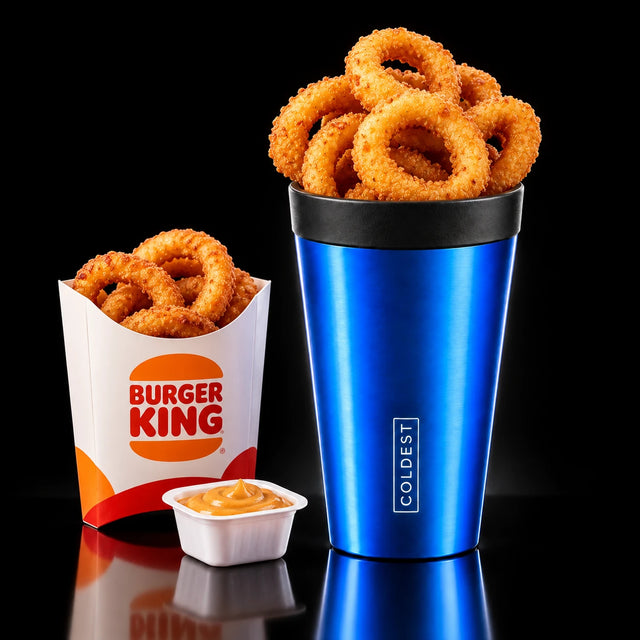 Burger King onion rings in the COLDEST Drive Thru tumbler