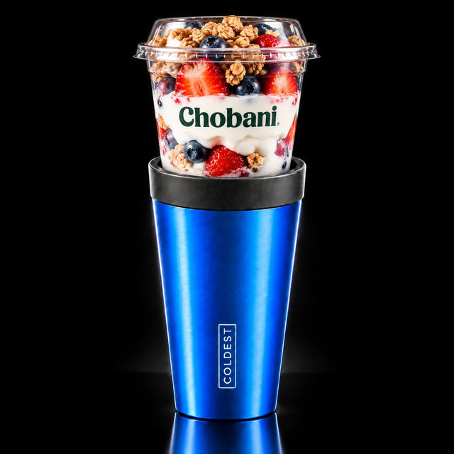 Chobani yogurt parfait in the COLDEST Drive Thru tumbler