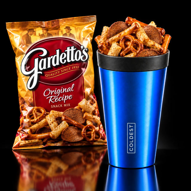 Gardetto's Original Recipe snack mix in the COLDEST Drive Thru tumbler