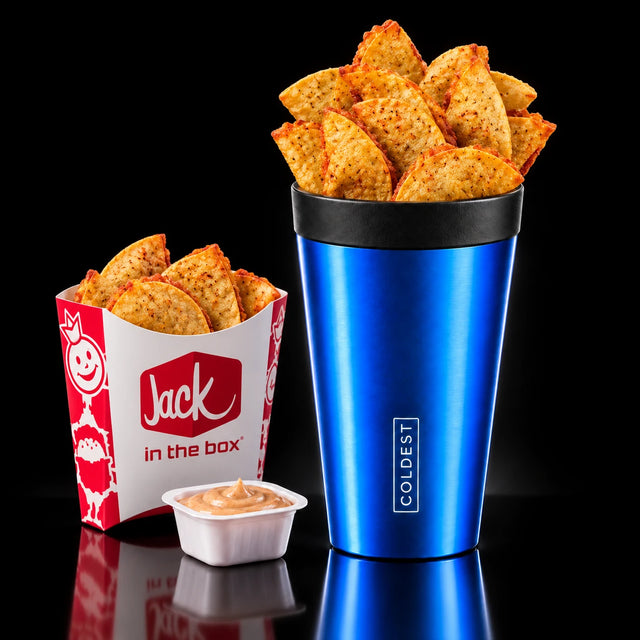 Jack in the Box tacos in the COLDEST Drive Thru tumbler