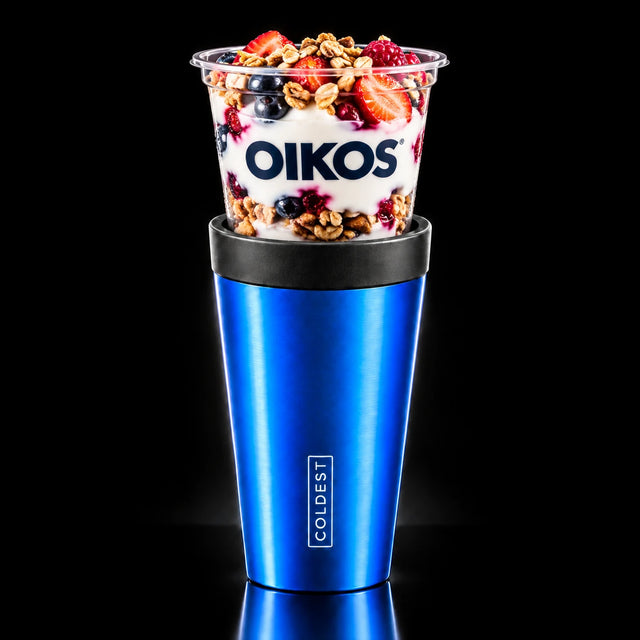 Oikos yogurt parfait in the COLDEST Drive Thru tumbler