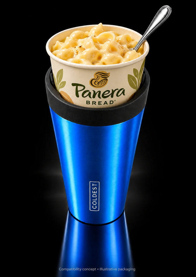 Panera Bread mac and cheese cup in the COLDEST Drive Thru tumbler