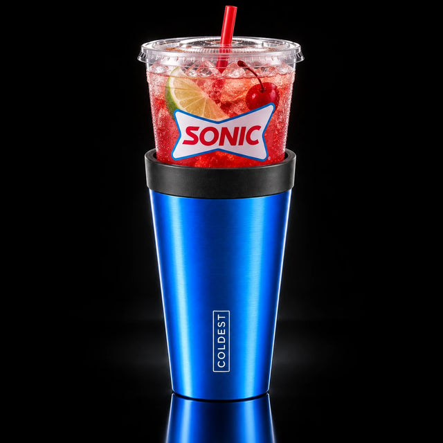 Sonic cherry limeade cup dropped into the COLDEST Drive Thru tumbler