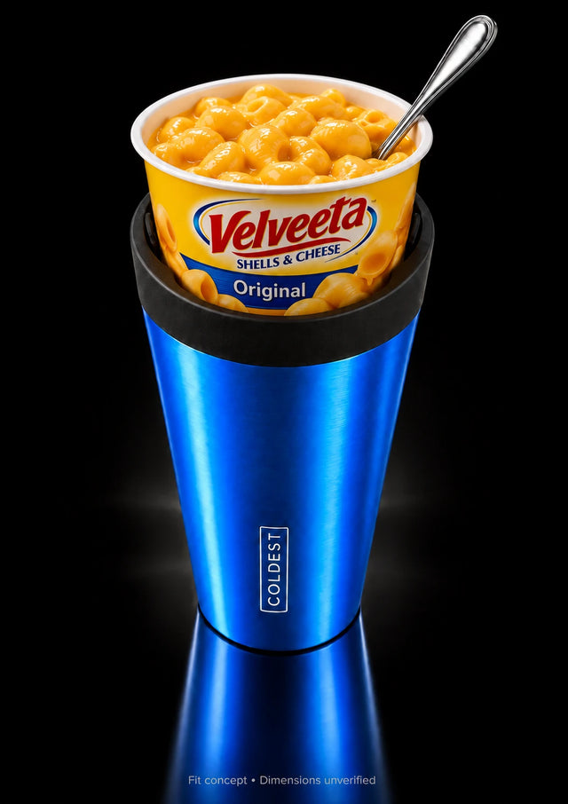 Velveeta Shells & Cheese Original microwave cup in the COLDEST Drive Thru tumbler