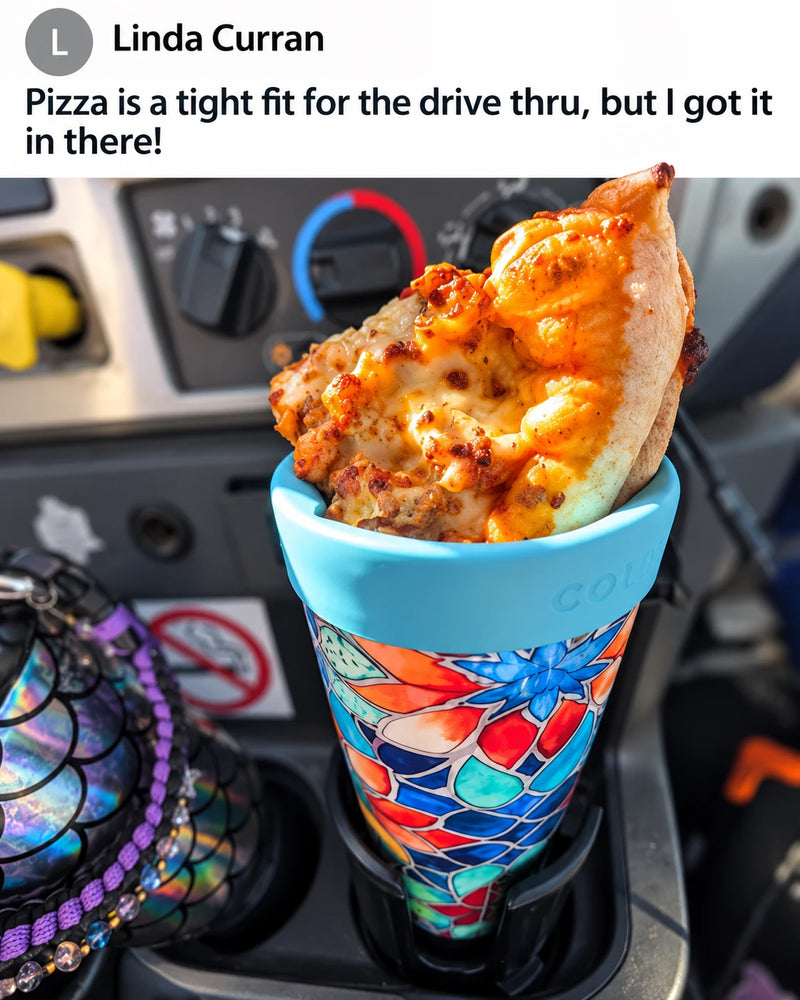 Linda Curran: Pizza is a tight fit for the drive thru, but I got it in there!
